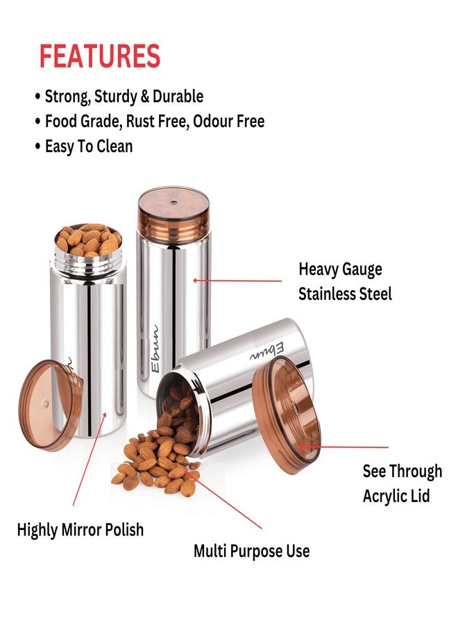 Ebun Stainless Steel Containers for Kitchen | Steel Storage Containers for Kitchen | Steel Container with Lid | Kitchen Containers Set Steel | Small Steel Containers | 700 Ml Capacity | Pack of 3 - Image 4